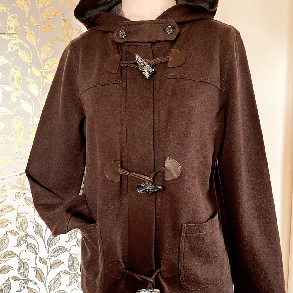Ralph Lauren Dark Brown Women's Hooded Sweatshirt Jacket w/Horn Toggle Closure
